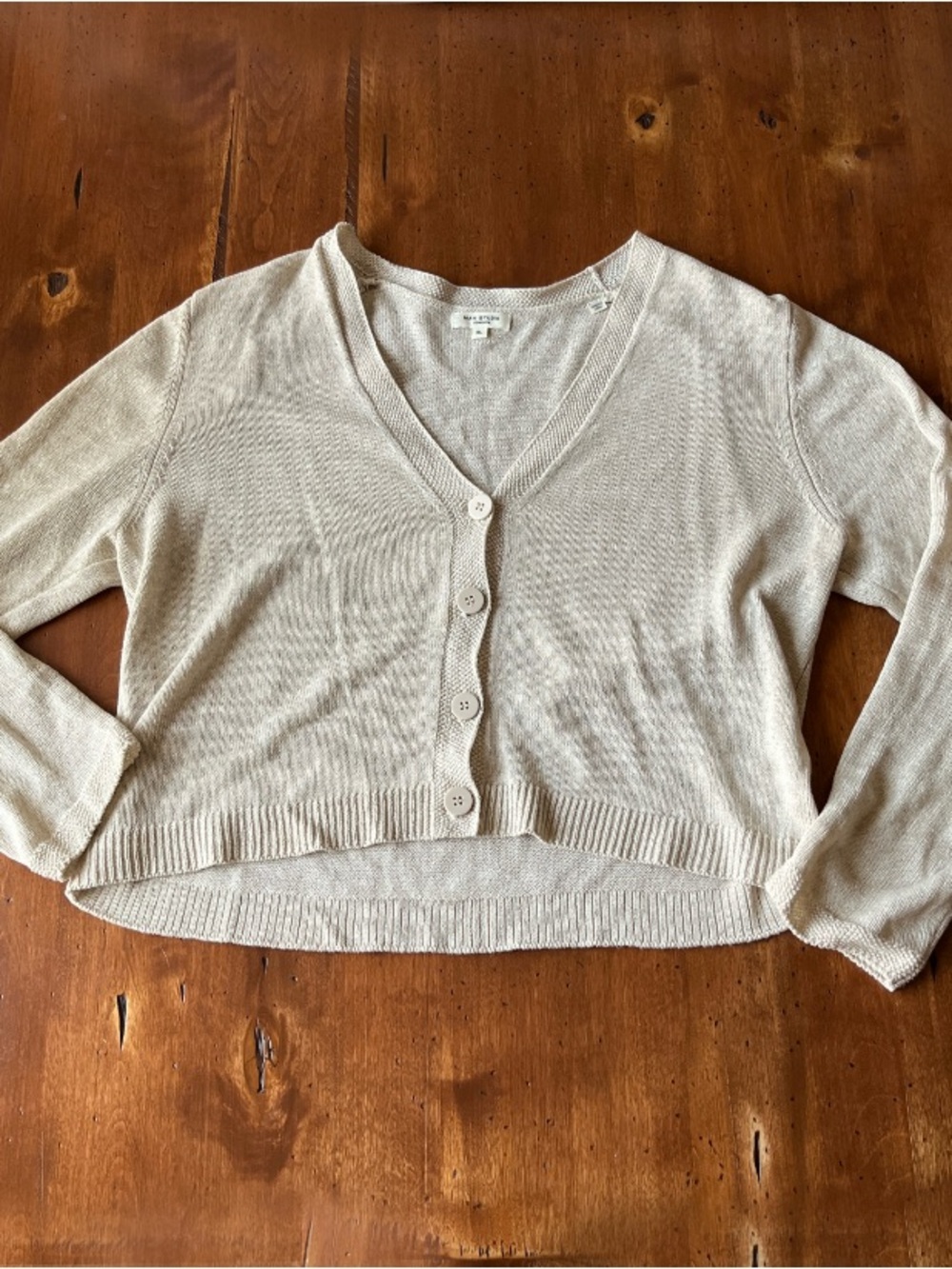 Max Studio Tan Knit Button Front Cardigan Sweater - Picture 1 of 4